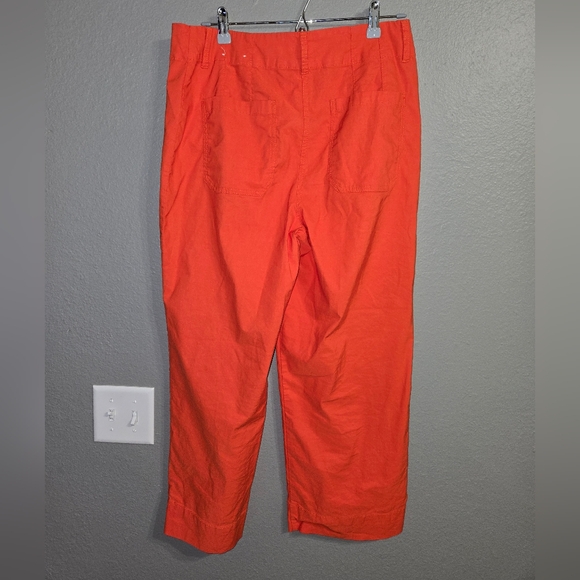 Nicole Miller New York Fall Orange Wide Leg Linen Blend Pants Size 10 - Picture 12 of 13